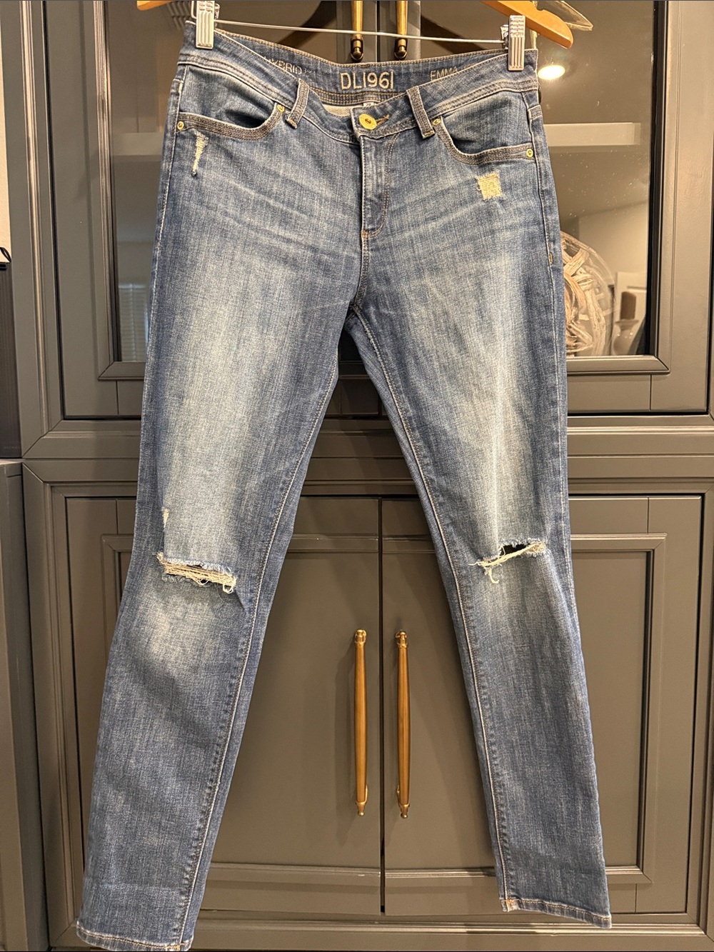 DL1961 Women's Skinny Jeans - Light Blue Distressed